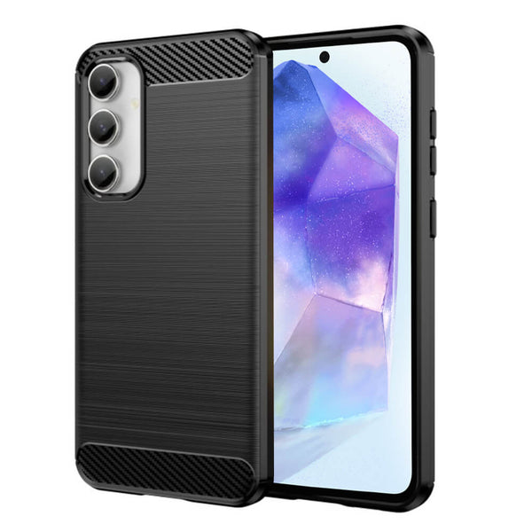 Techsuit Samsung Galaxy A55 5G - Θήκη Σιλικόνης - Σχέδιο Carbon - Black - likebrands.gr