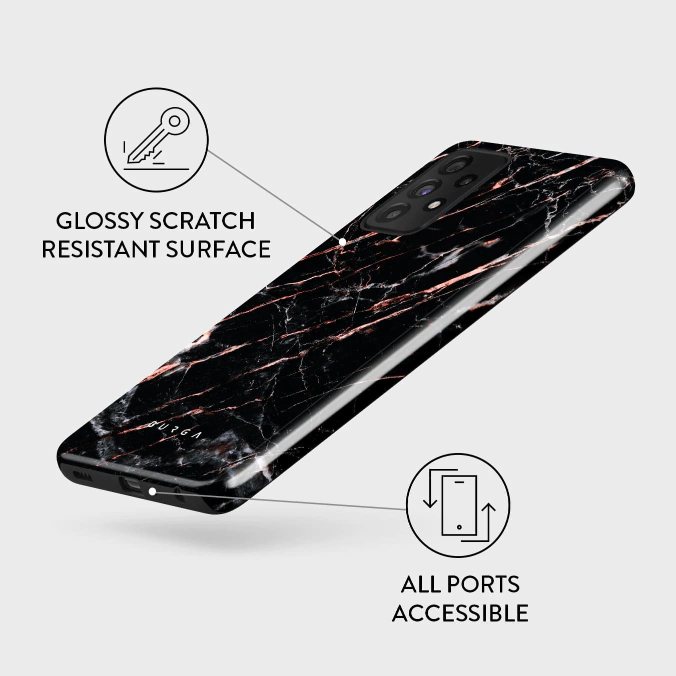 Burga Samsung Galaxy A52 / A52 5G / A52s 5G Fashion Tough Σκληρή Θήκη - Rose Gold Marble