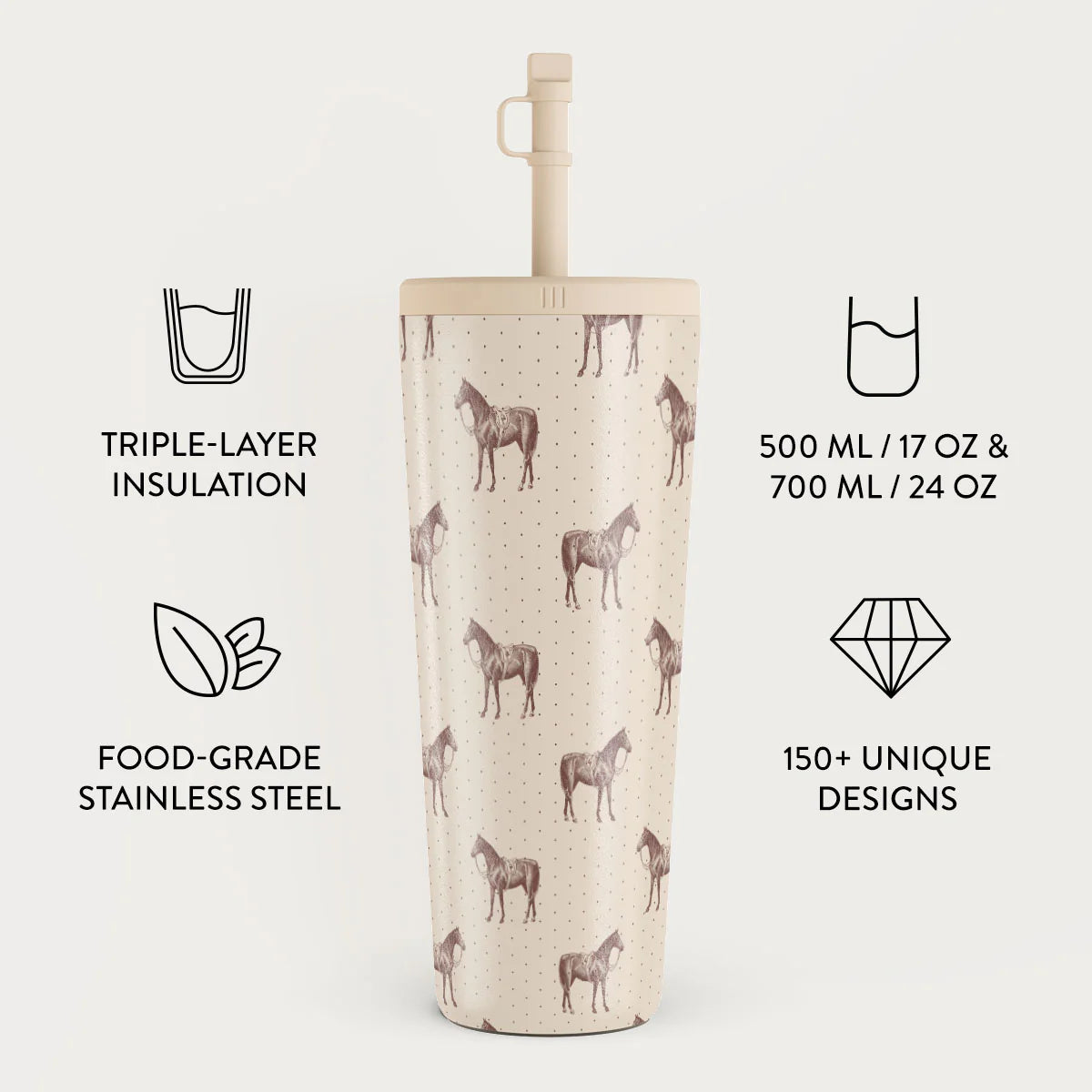 Burga Κούπα θερμός από Ανοξείδωτο Ατσάλι με καλαμάκι - 700ml - Wild West