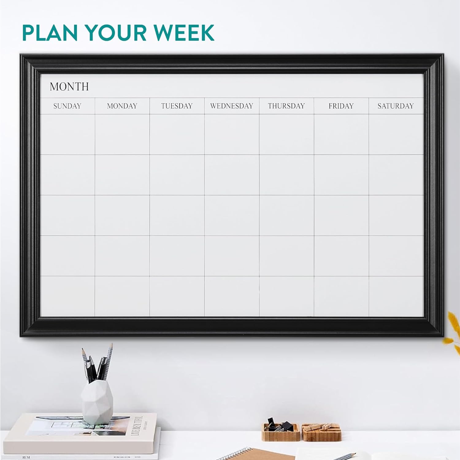 Navaris Εβδομαδιαίος Μαγνητικός Πίνακας Χρονοδιαγράμματος - 60 x 90 cm - White / Black - 56504.03