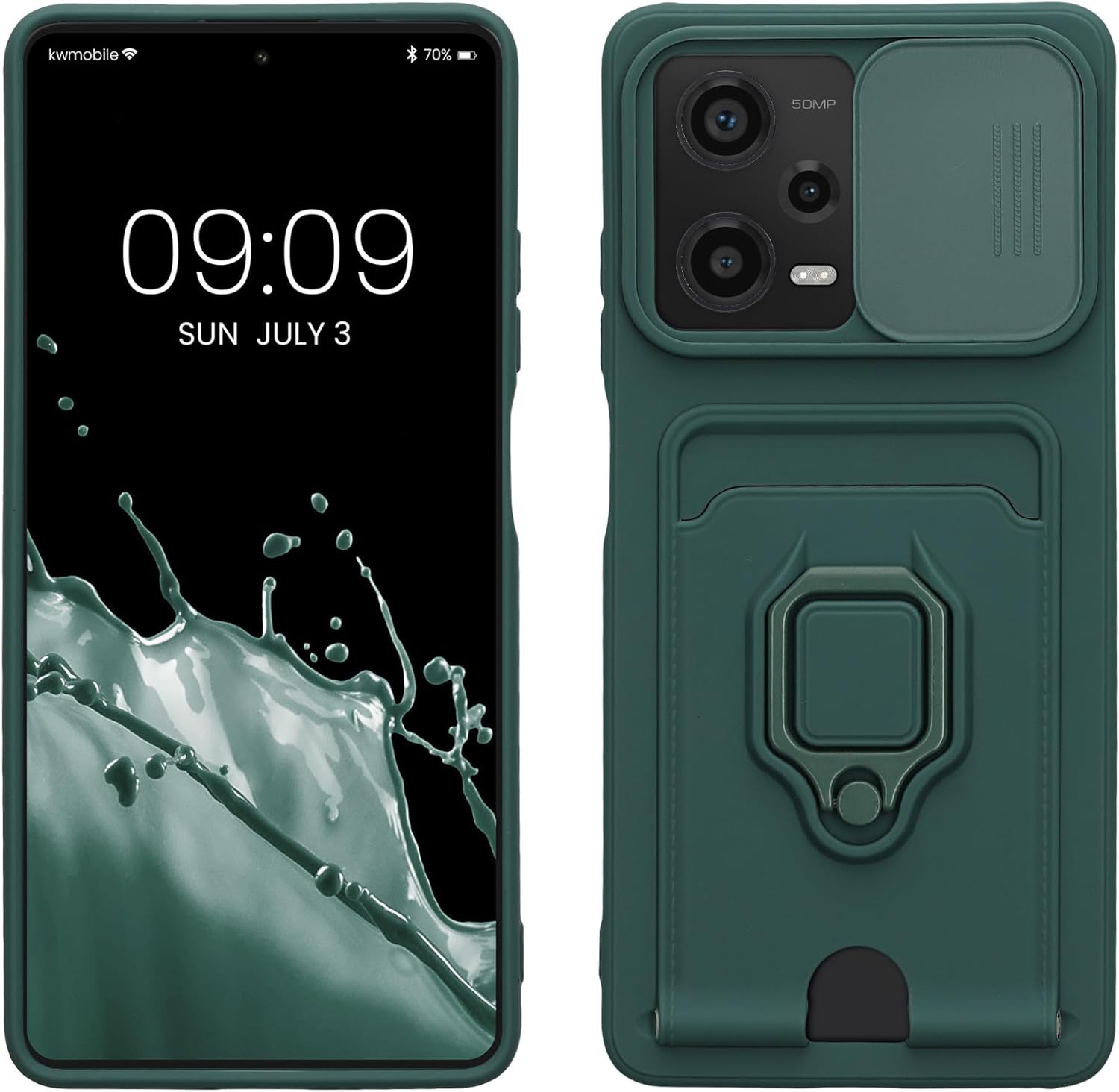 KW Xiaomi Redmi Note 12 Pro Θήκη Σιλικόνης με Κάλυμμα για την Κάμερα και Δαχτυλίδι Συγκράτησης - Moss Green