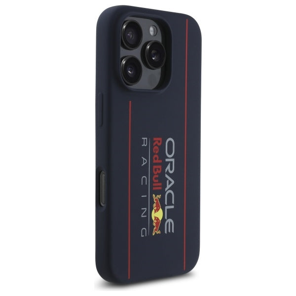 Red Bull iPhone 16 Pro Max - Silicone Vertical Logo - MagSafe Σκληρή Θήκη με Πλαίσιο Σιλικόνης - Navy - RBHMP16X24SIOLRV