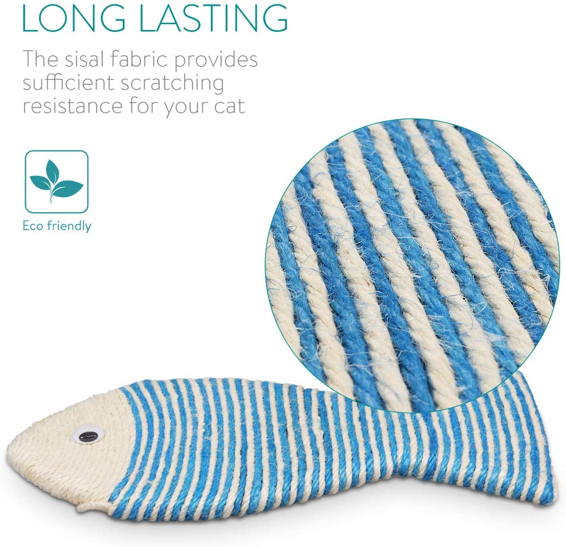 Navaris Cat Scratch Board - Ονυχοδρόμιο - Σανίδα για Γάτες Design Fish - 34x16cm - Turquoise - 48349.04