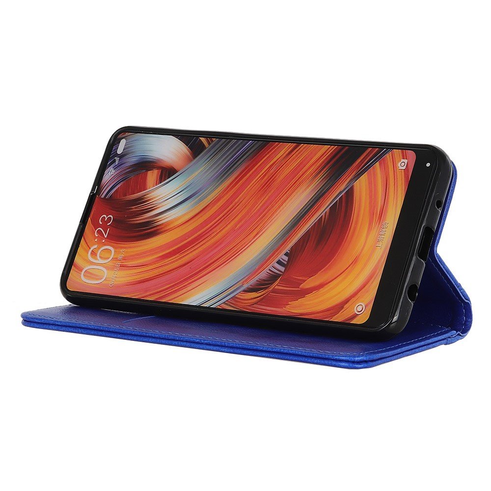 Erbord iPhone 13 Pro Litchi Leather Θήκη Βιβλίο από Γνήσιο Δέρμα - Blue