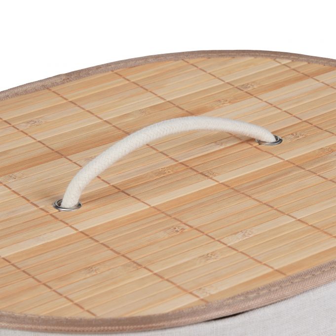 Relaxdays Καλάθι Απλύτων από Μπαμπού με Καπάκι - Oval - Natural - 4052025901271