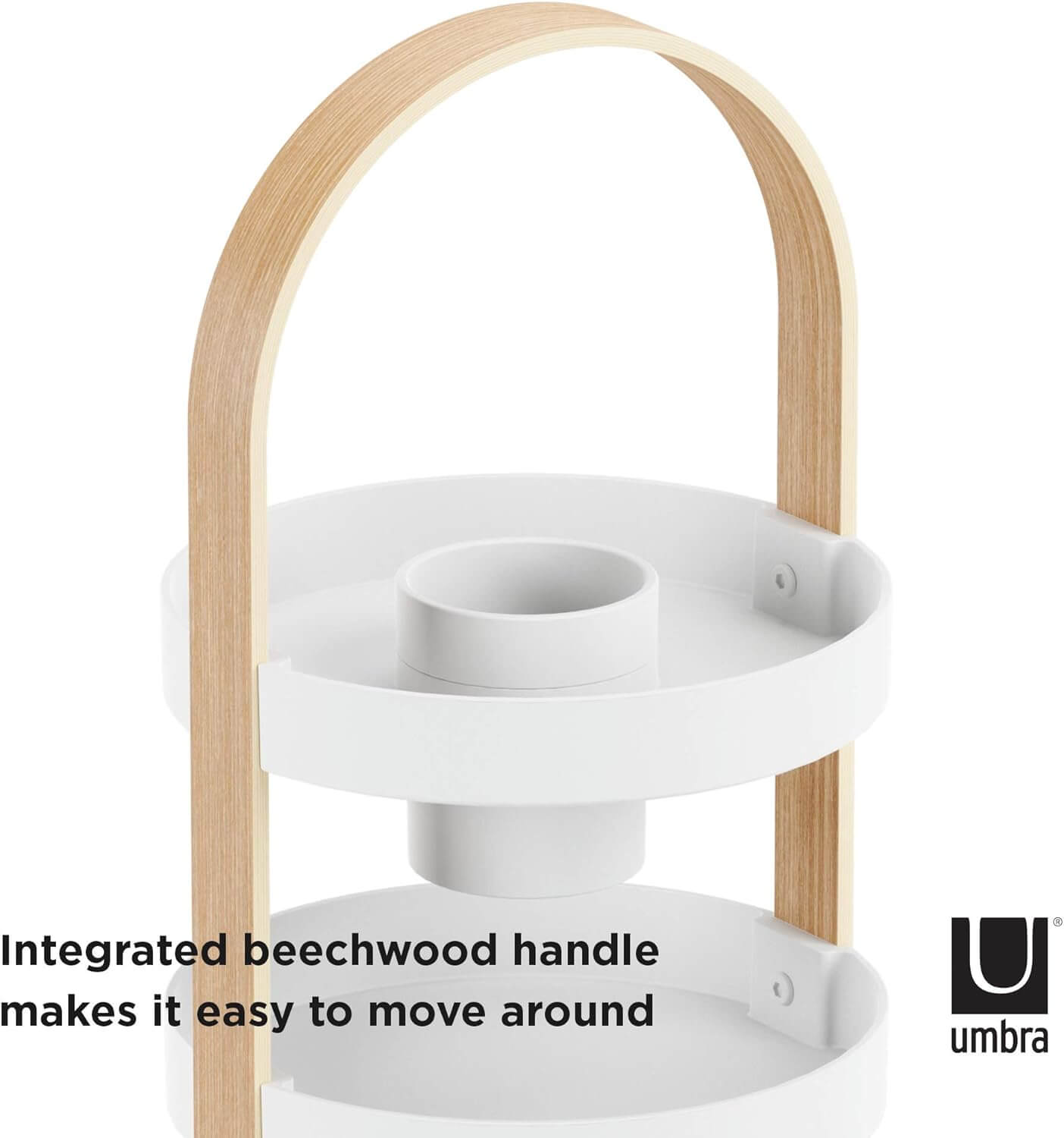 Umbra Bellwood Οργανωτής Καλλυντικών 3 Επιπέδων με Αφαιρούμενο Δοχείο για Πινέλα Μακιγιάζ - White / Natural