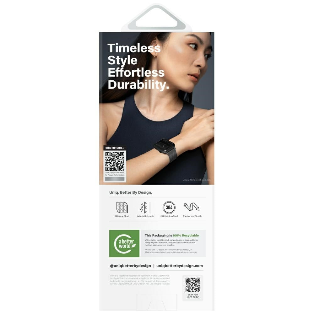 Uniq Λουράκι Apple Watch 7/8/9/10/11/12 - SE (1/2/3) – 40/41/42mm από Ανοξείδωτο Ατσάλι - Dante Pro - Graphite Black