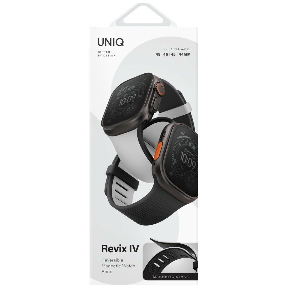 Uniq Λουράκι Apple Watch 8/9/10/11 - SE (1/2/3) - Ultra (1/2/3) – 44/45/46/49mm Μαγνητικό Σιλικόνης Διπλής Όψης - Revix IV - Grey / Black