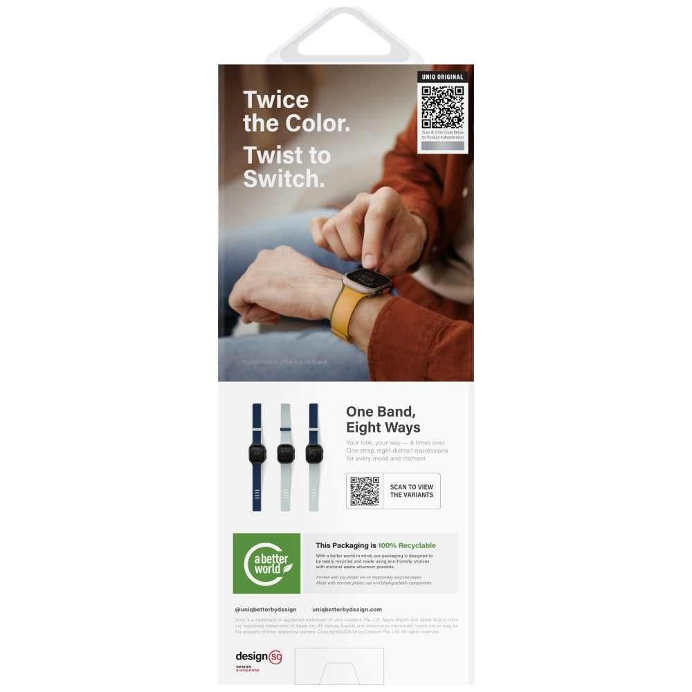 Uniq Λουράκι Apple Watch 8/9/10/11 - SE (1/2/3) - Ultra (1/2/3) – 44/45/46/49mm Μαγνητικό Σιλικόνης Διπλής Όψης - Revix IV - Navy / Blue