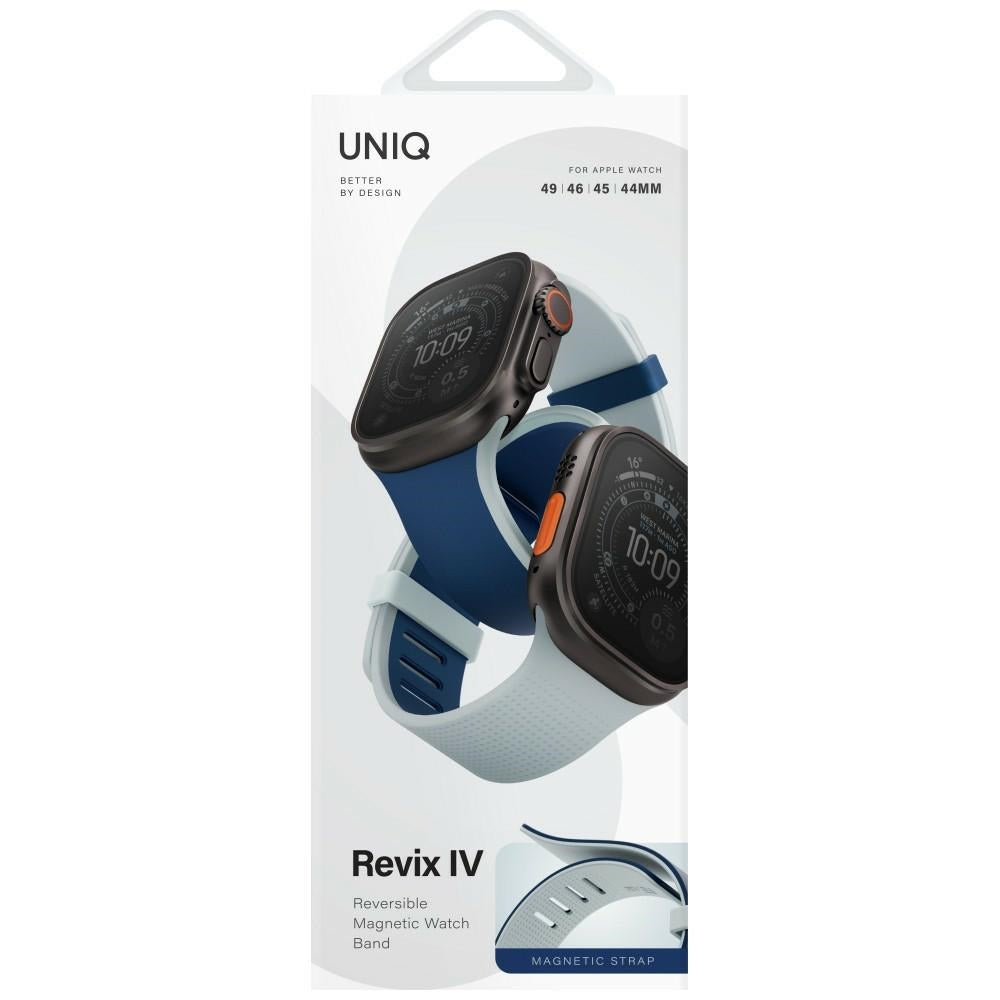 Uniq Λουράκι Apple Watch 8/9/10/11 - SE (1/2/3) - Ultra (1/2/3) – 44/45/46/49mm Μαγνητικό Σιλικόνης Διπλής Όψης - Revix IV - Navy / Blue