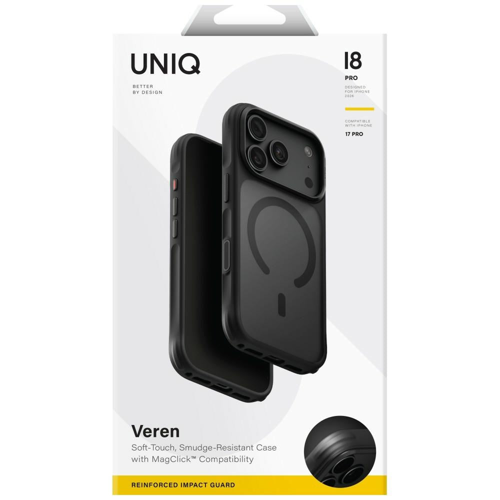 Uniq iPhone 18 Pro / iPhone 17 Pro - Σκληρή Θήκη με Πλαίσιο Σιλικόνης και MagSafe - Veren MagClick - Black