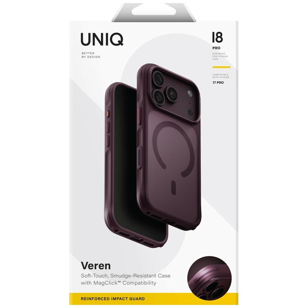 Uniq iPhone 18 Pro / iPhone 17 Pro - Σκληρή Θήκη με Πλαίσιο Σιλικόνης και MagSafe - Veren MagClick - Burgundy
