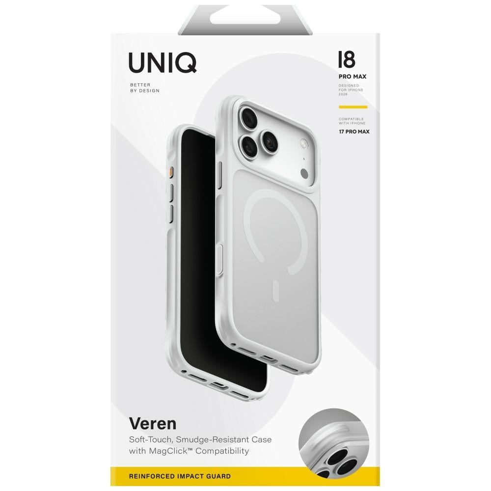 Uniq iPhone 18 Pro Max / iPhone 17 Pro Max - Σκληρή Θήκη με Πλαίσιο Σιλικόνης και MagSafe - Veren MagClick - Chalk Frost