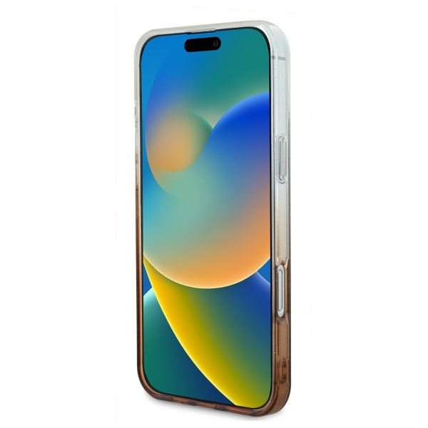 Guess iPhone 16 Plus - IML Glitter Gradient - MagSafe Σκληρή Θήκη με Πλαίσιο Σιλικόνης - Brown - GUHMP16MHGRCELW