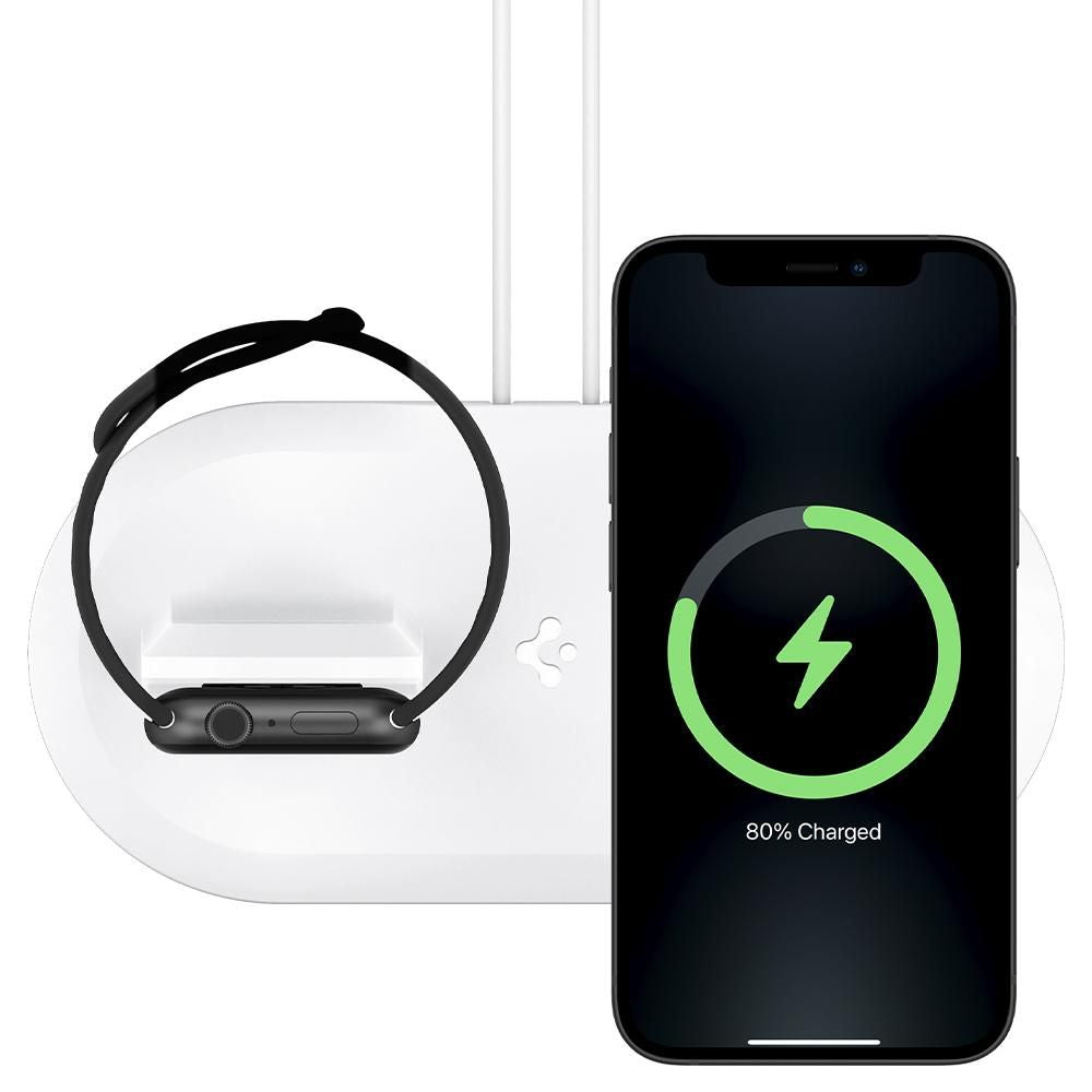 Spigen MagFit Duo Βάση Στήριξης για Φορτιστή MagSafe και Φορτιστή Apple Watch - White