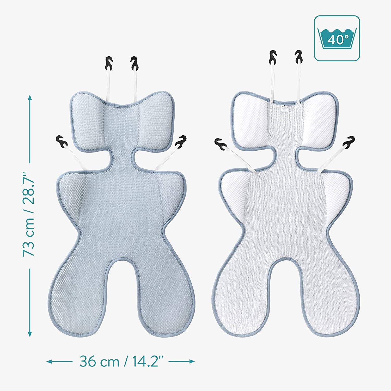 Navaris Καλοκαιρινό Παιδικό Κάλυμμα Καθίσματος - Grey / Light Blue - 54278.02