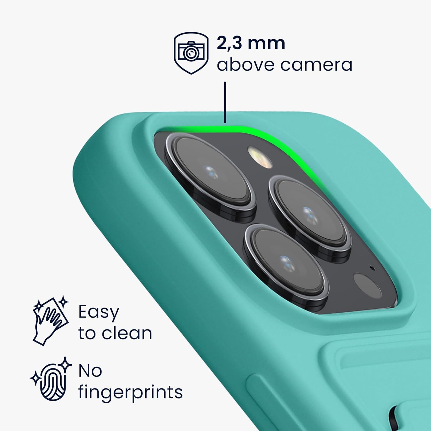 KW iPhone 15 Pro Θήκη Σιλικόνης TPU με Υποδοχή για Κάρτα - Mint Green