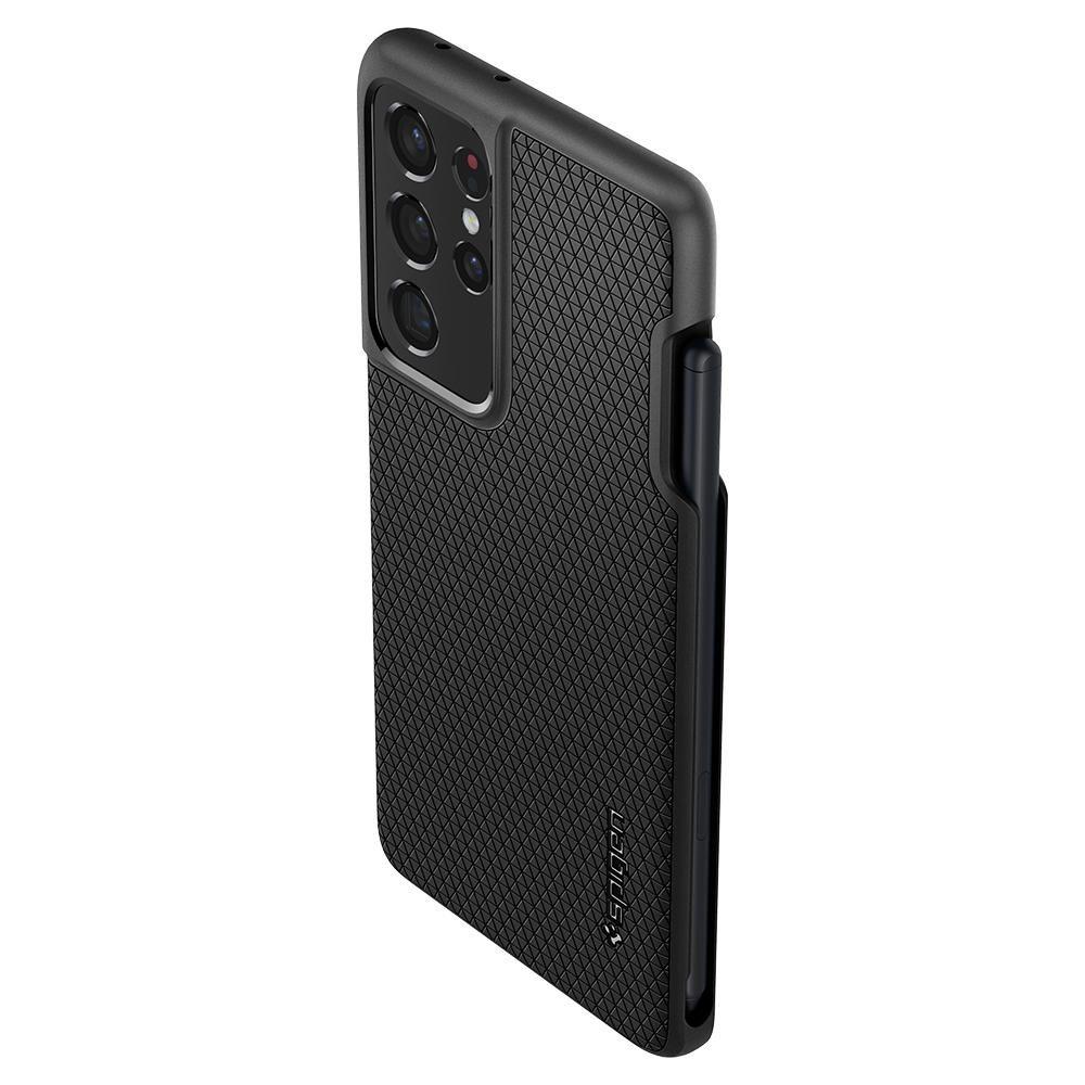 Spigen Samsung Galaxy S21 Ultra Liquid Air Pen Θήκη Σιλικόνης - Matte Black
