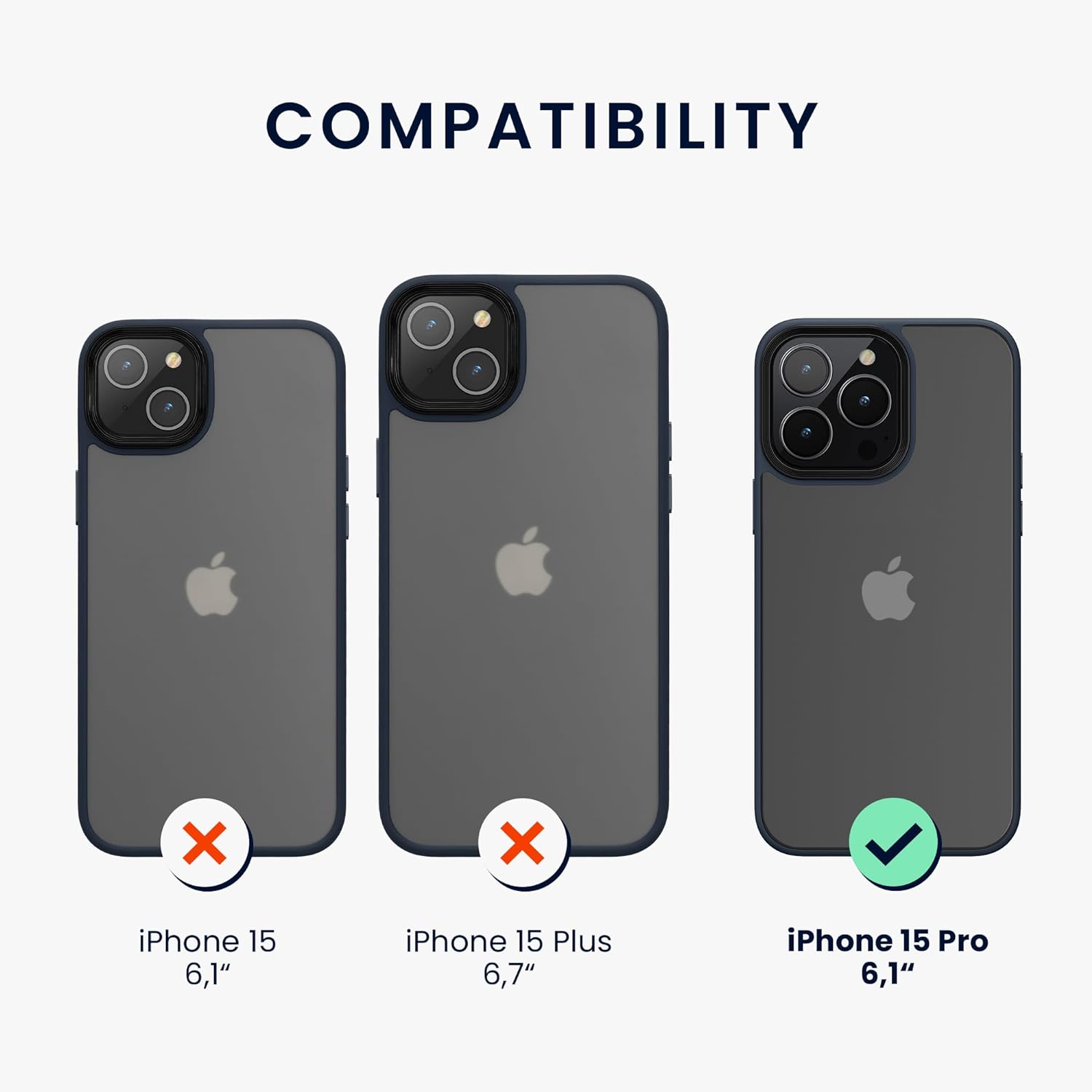 KW iPhone 15 Pro Shockproof Σκληρή Θήκη με Πλαίσιο Σιλικόνης - Dark Blue / Matte Ημιδιάφανη - 61963.17