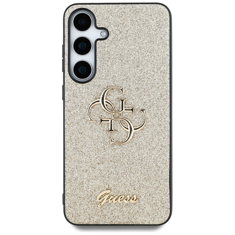 Guess Samsung Galaxy S25 Plus - Fixed Glitter Big 4G - Σκληρή Θήκη με Πλαίσιο Σιλικόνης - Gold - GUHCS25MHG4SGD