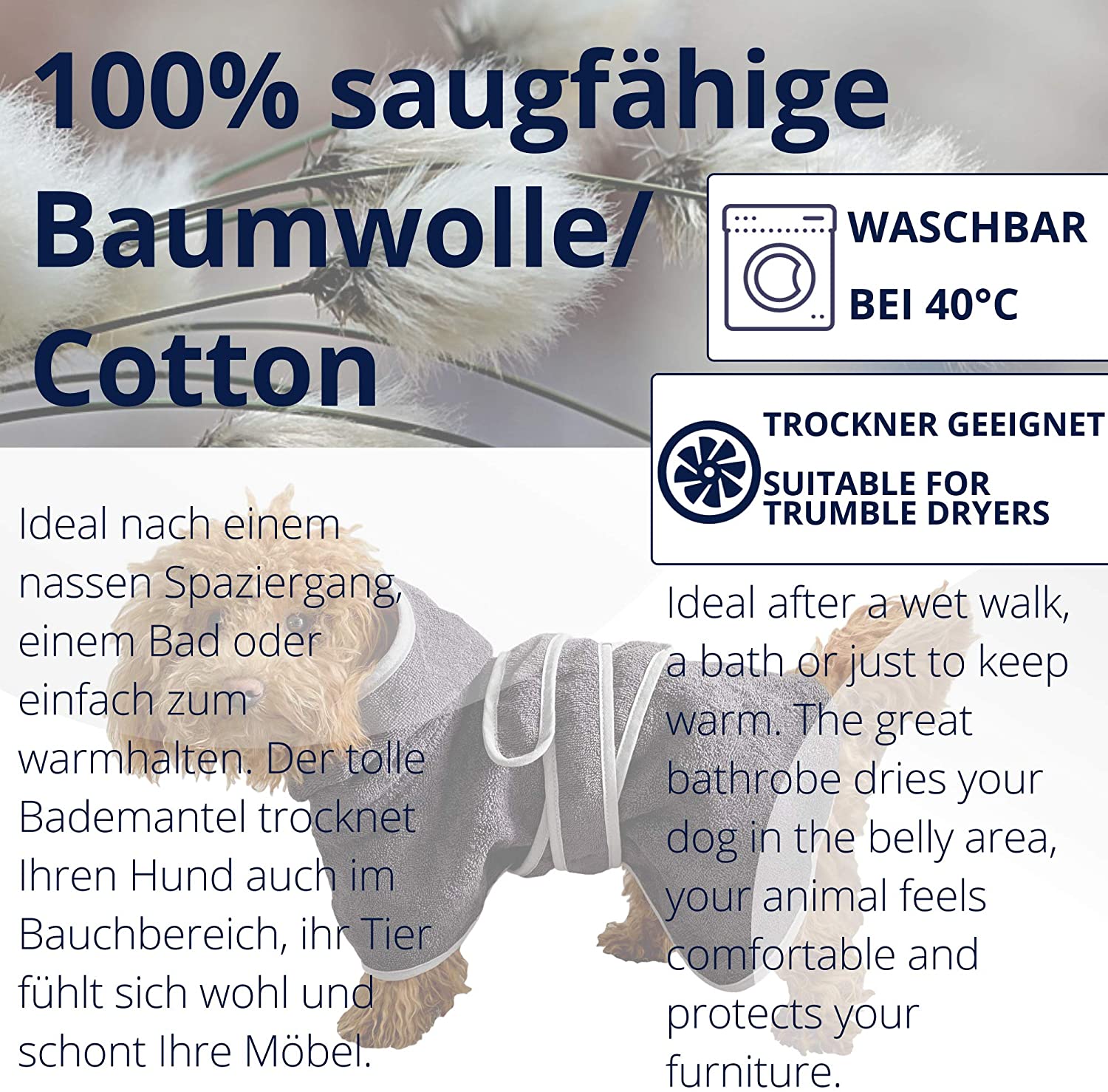 HOMELEVEL Μπουρνούζι Σκύλου - Small - Anthracite / Gray - 54844.73.1