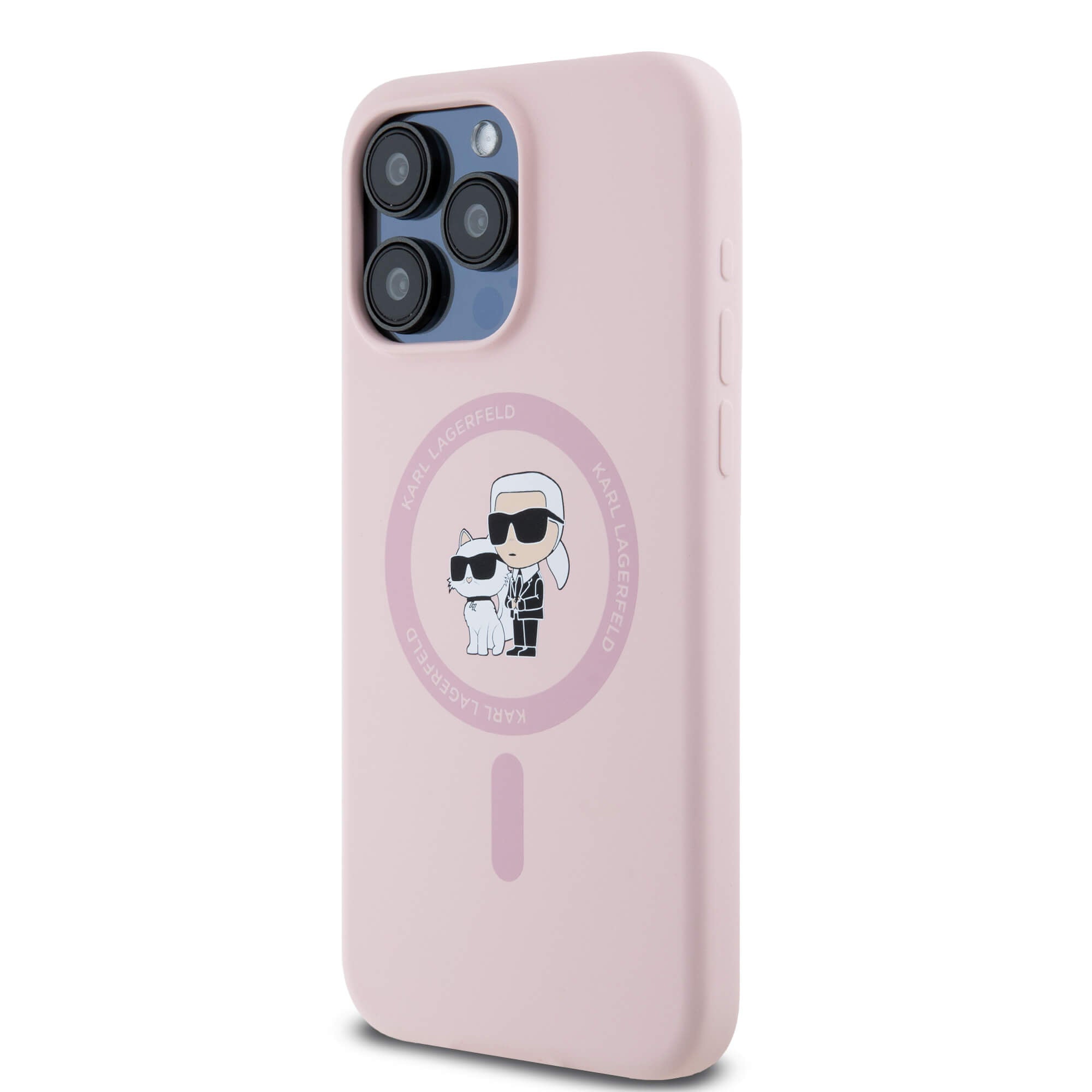 Karl Lagerfeld iPhone 15 Pro Max - Silicone Karl and Choupette - Θήκη Σιλικόνης με MagSafe - Pink - KLHMP15XSCMKCRHP