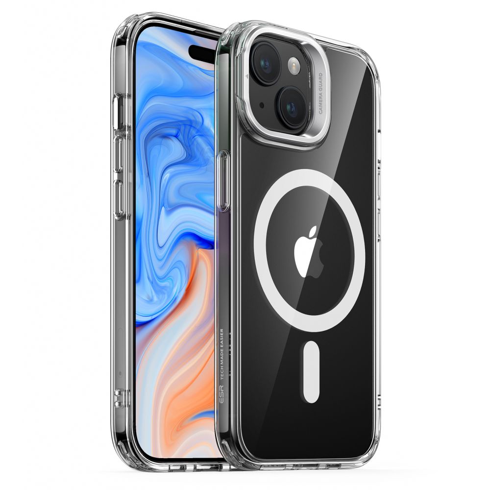 ESR iPhone 15 Classic Kickstand Halolock MagSafe Σκληρή Θήκη με Πλαίσιο Σιλικόνης και Stand - Διάφανη
