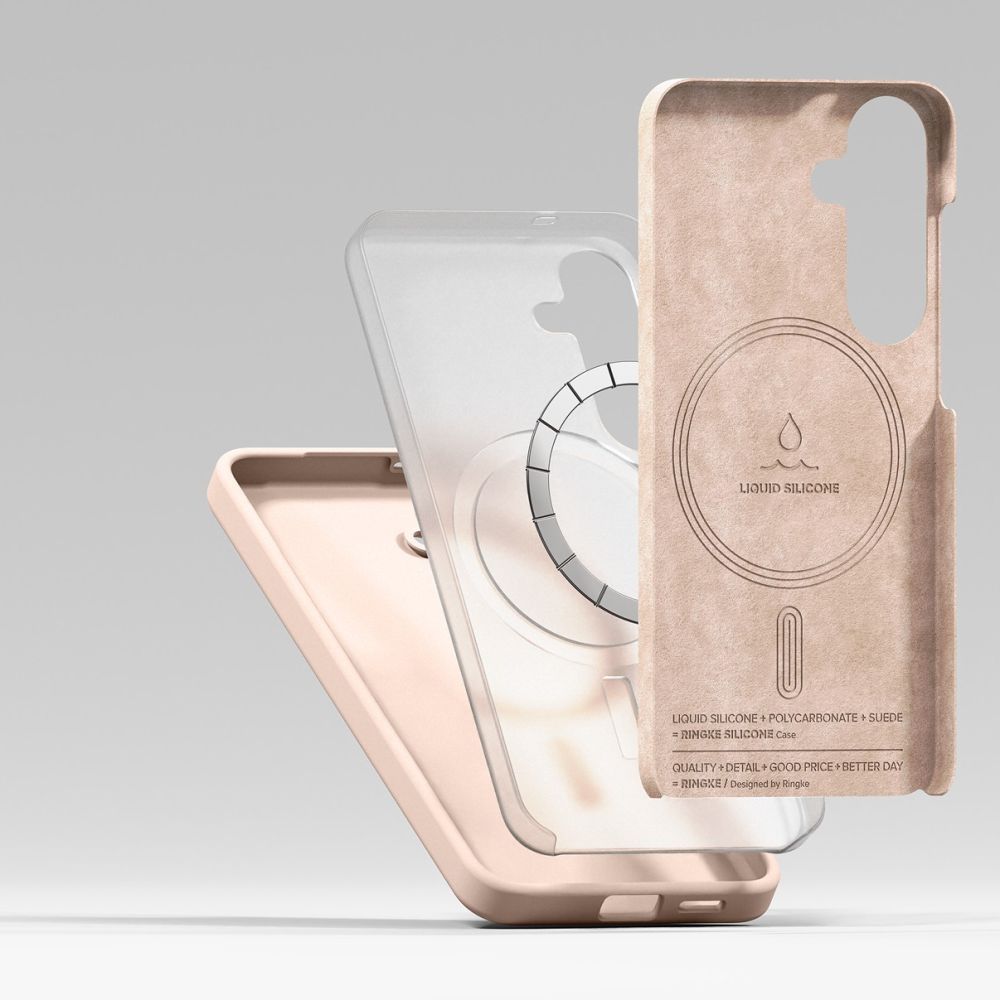 Ringke Samsung Galaxy S25 Silicone Magnetic MagSafe Case Θήκη Σιλικόνης με MagSafe - Pink Sand