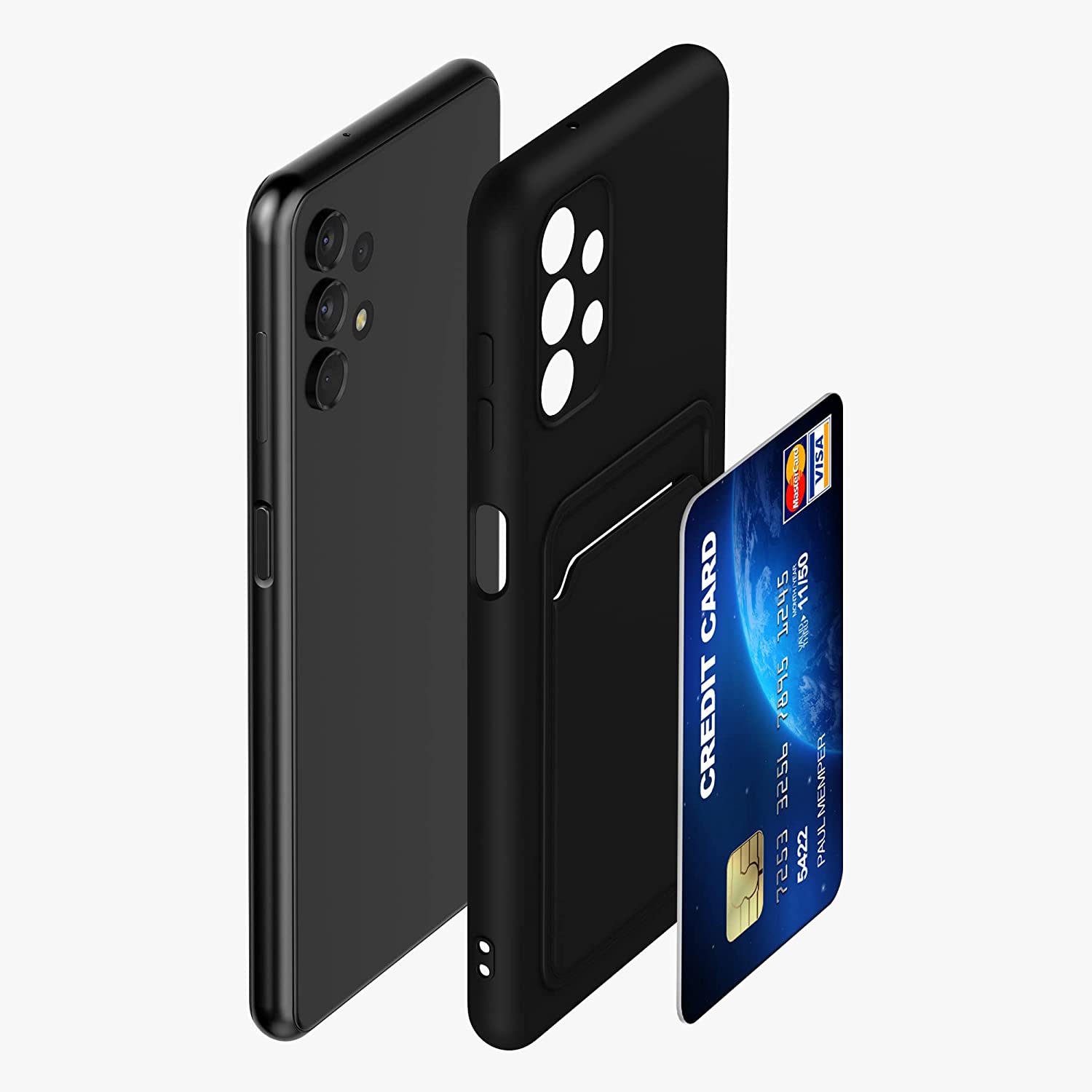 KW Samsung Galaxy A13 4G Θήκη Σιλικόνης TPU με Υποδοχή για Κάρτα - Black - 58144.01