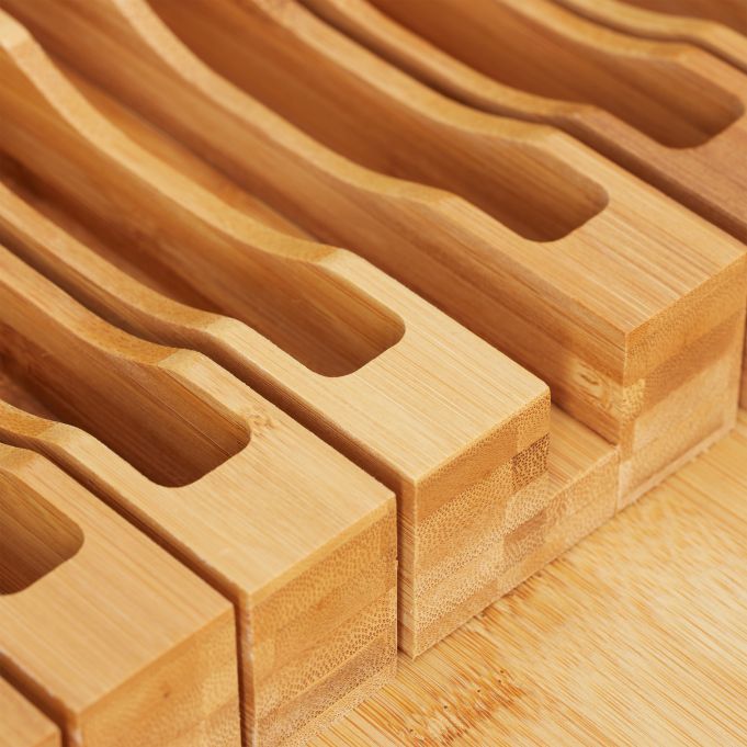 Relaxdays Θήκη Μαχαιριών για Συρτάρι από Μπαμπού - Natural - 4052025288358