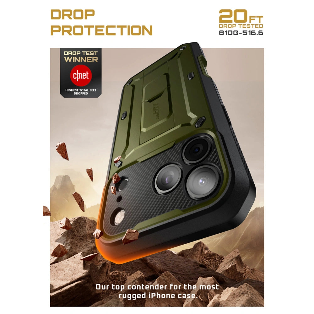 Supcase iPhone 17 Pro - Unicorn Beetle Pro - Σκληρή Θήκη με Προστασία Οθόνης και Stand - Green