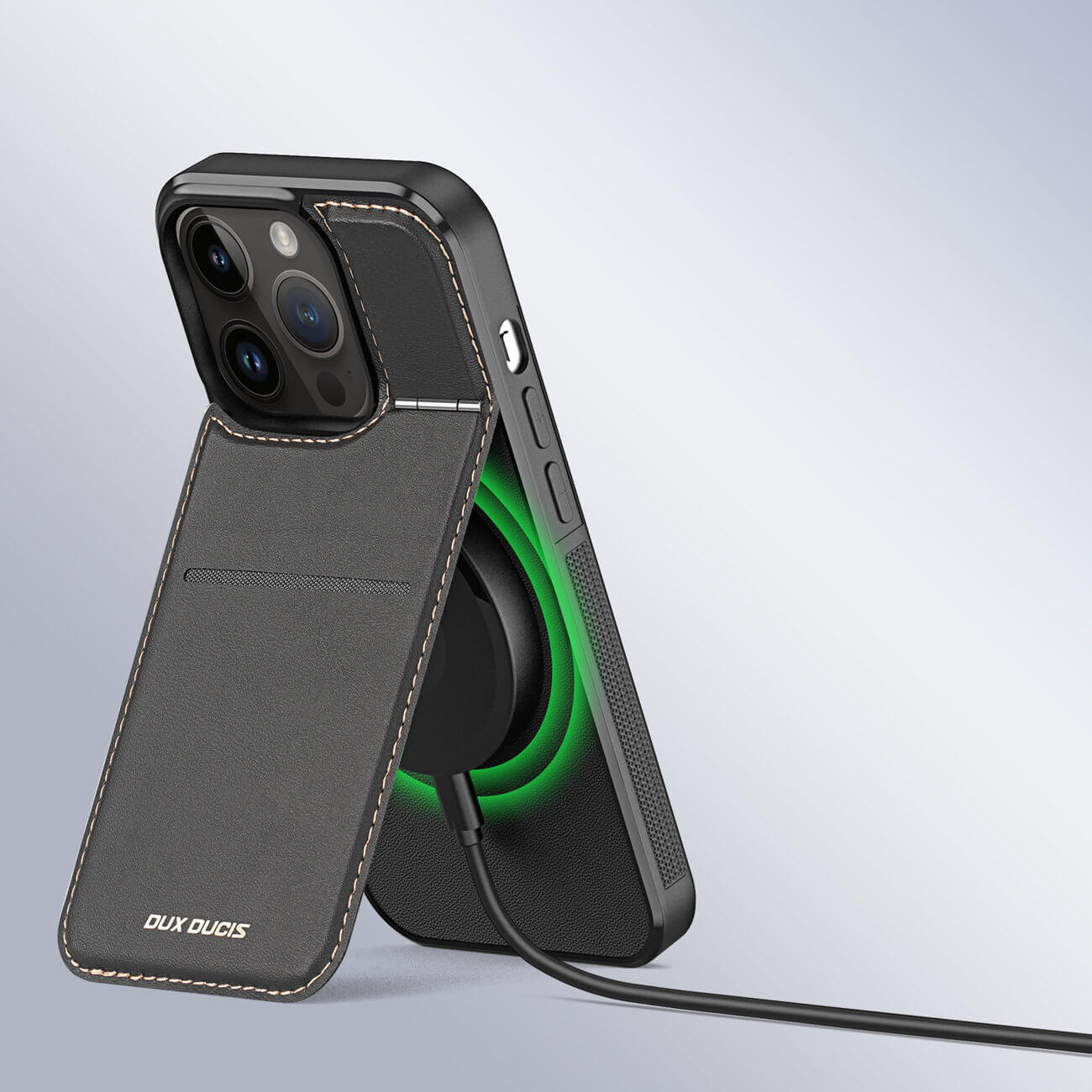 Dux Ducis iPhone 15 Pro Max Rafi Mag Anti - RFID 3in1 Θήκη με Υποδοχή για Κάρτες / Stand και MagSafe - Black