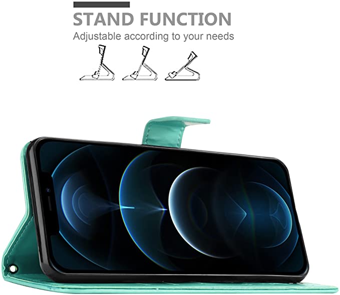 Cadorabo iPhone 13 Pro Max Θήκη Πορτοφόλι Stand από Δερματίνη - Floral - Turquoise