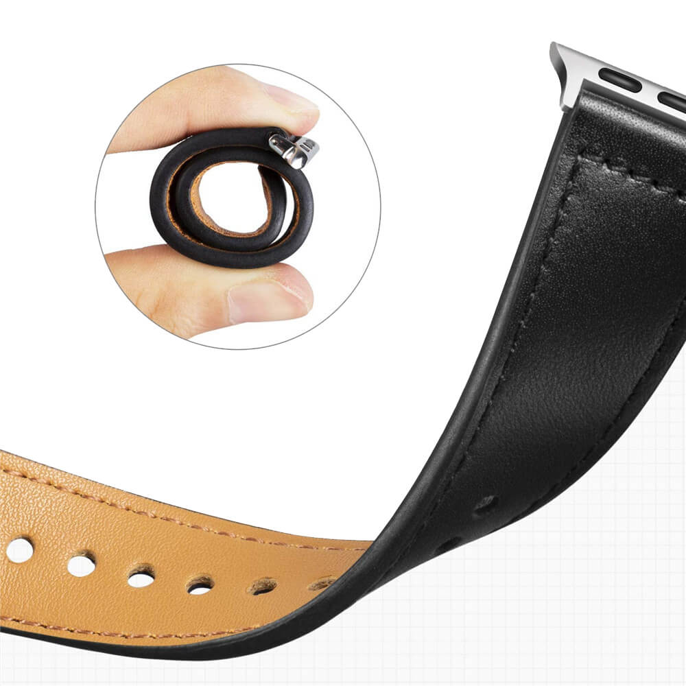 Techsuit Λουράκι Apple Watch 4/5/6/7/8/9/10/11 - SE (1/2/3) - ULTRA (1/2/3) - 44/45/46/49mm Watchband W033 από Συνθετικό Δε΄ρμα - 35 x 20 x 180mm - Black