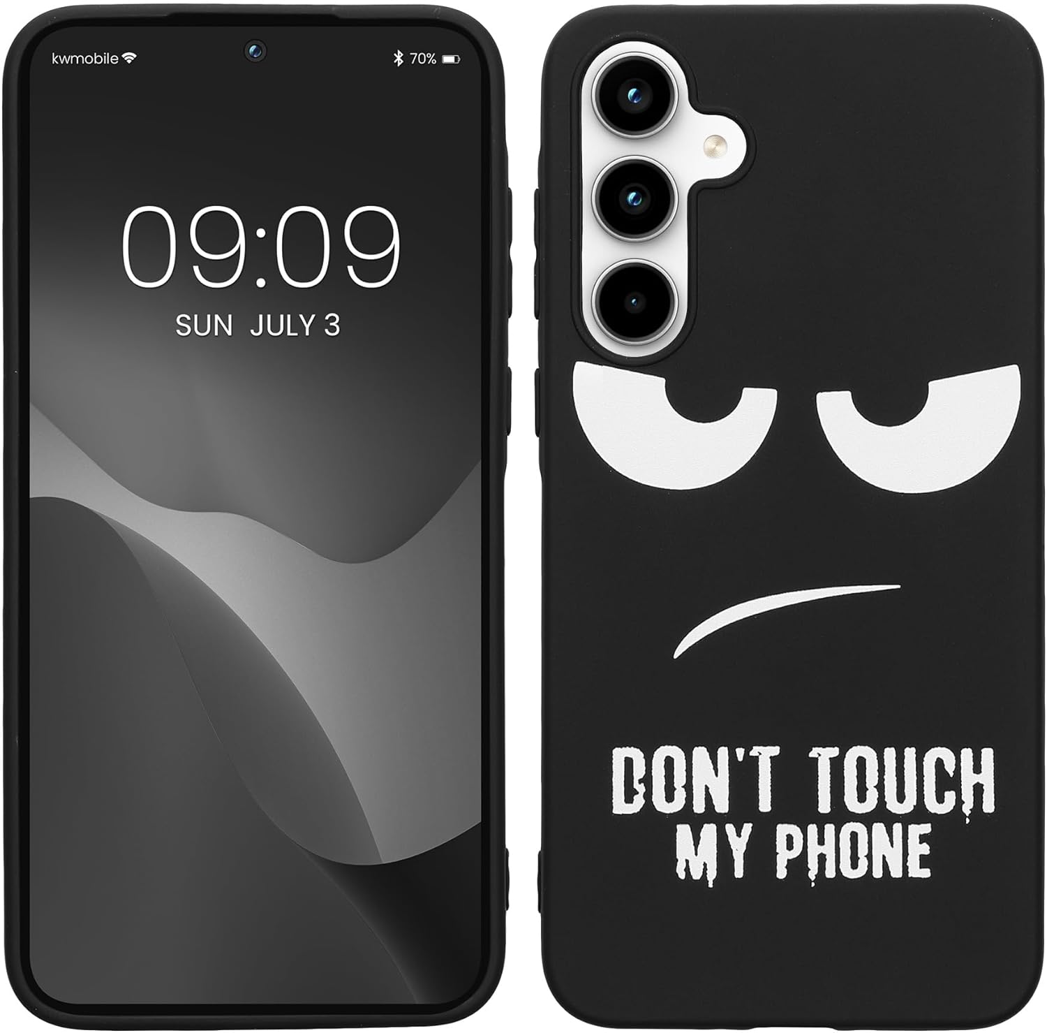 KW Samsung Galaxy A35 5G Λεπτή Θήκη Σιλικόνης TPU - Design Don't Touch My Phone - Black / White