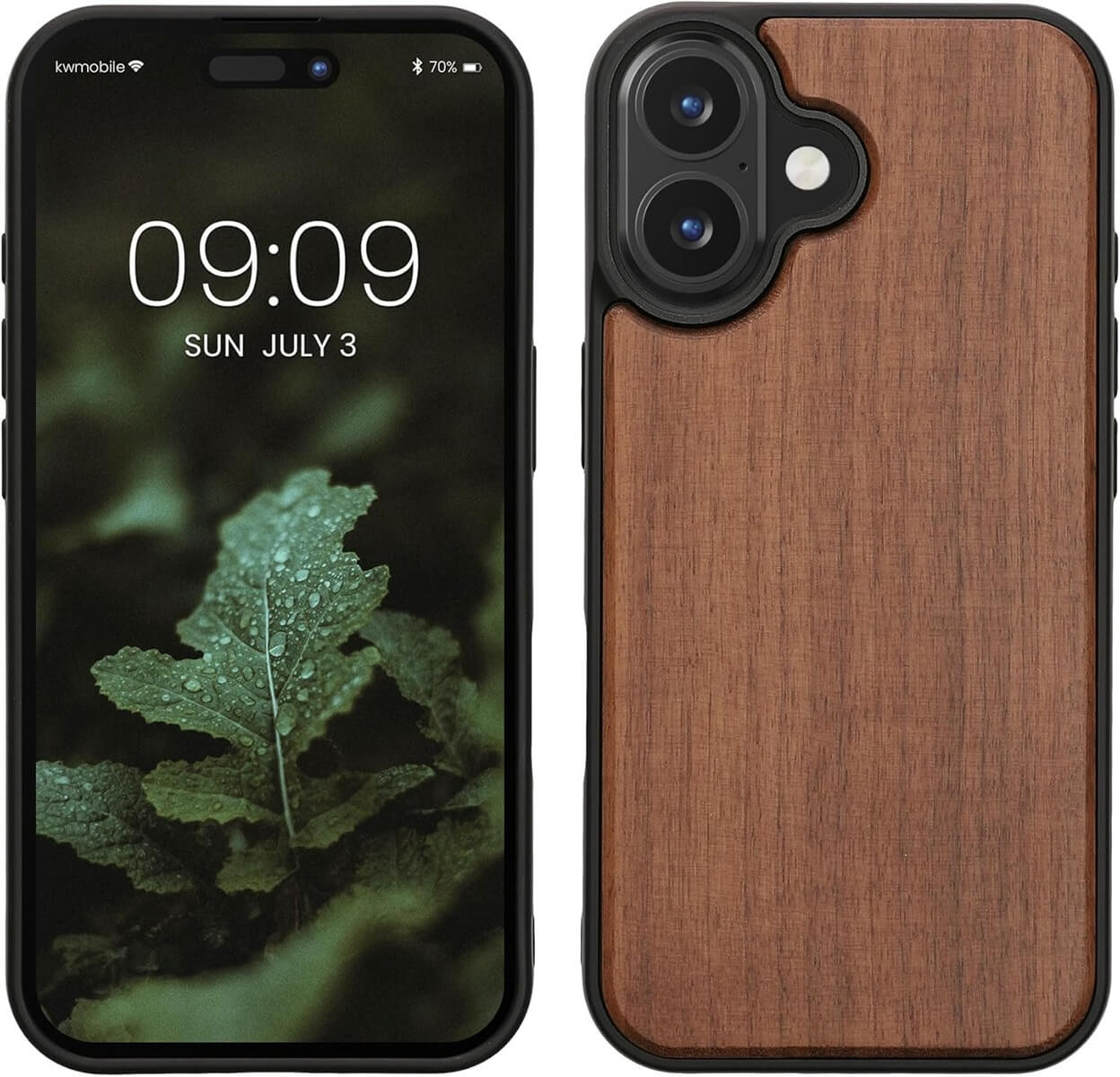KW iPhone 16 Θήκη από Φυσικό Ξύλο - Dark Brown