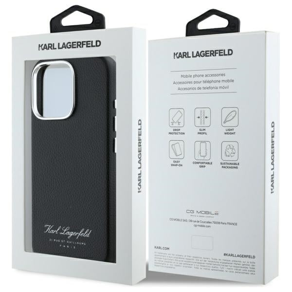 Karl Lagerfeld iPhone 16 Pro - FW Hotel RSG Σκληρή Θήκη με Επένδυση Συνθετικού Δέρματος - Black - KLHCP16LPGWCMKHK