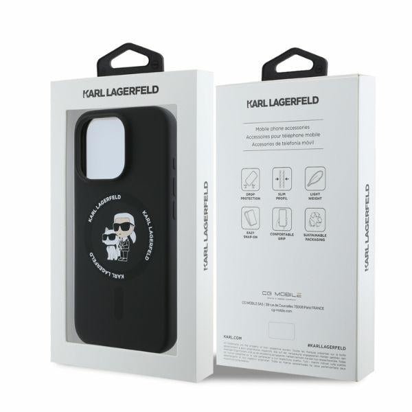 Karl Lagerfeld iPhone 16 Pro - Silicone KC Heads Ring - MagSafe Θήκη Σιλικόνης - Black - KLHMP16LSCMKCRHK