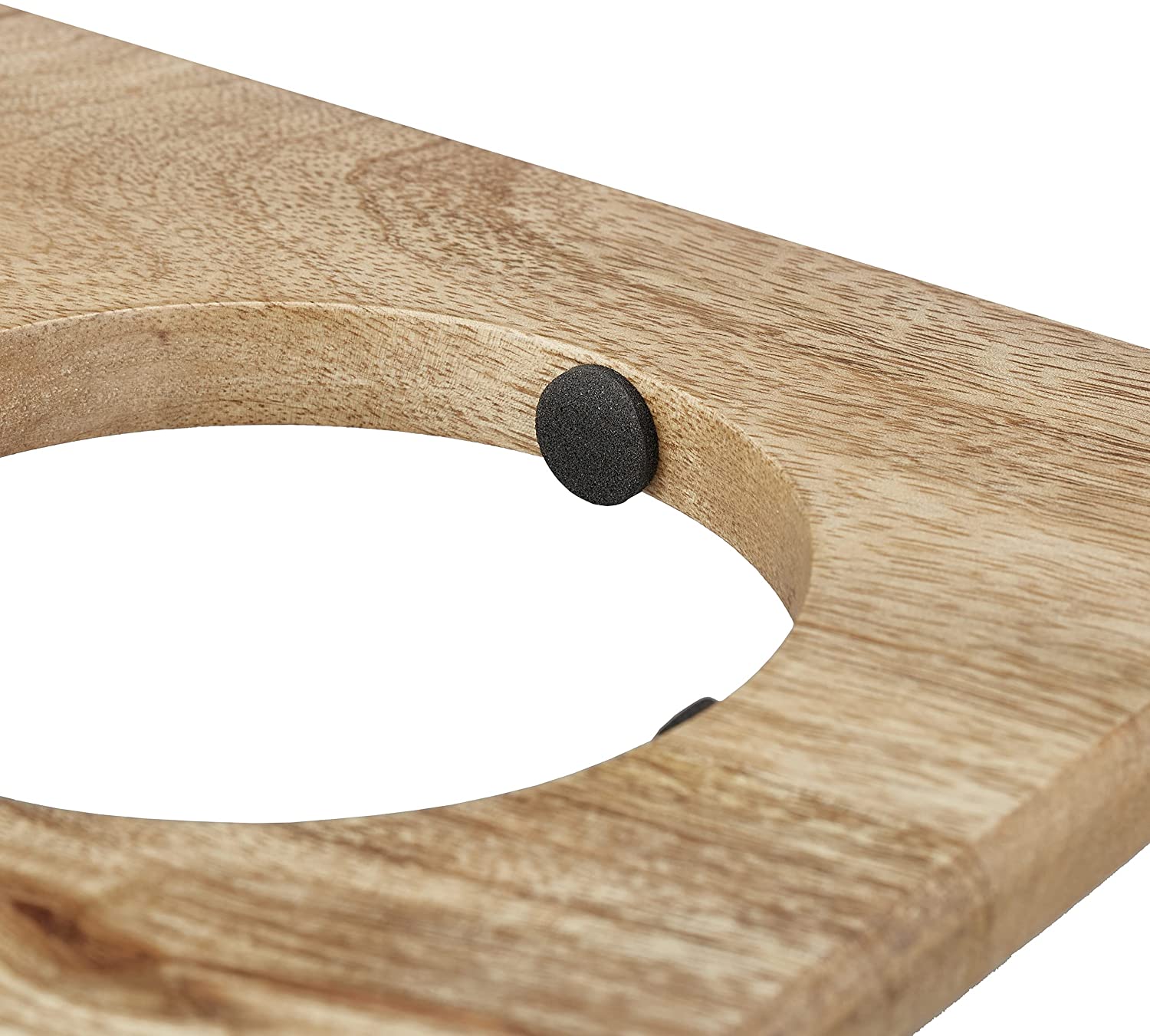 Relaxdays Ξύλινη Βάση από Μάνγκο με 2 Μπολ από Ανοξείδωτο Ατσάλι για Κατοικίδια - 250 ml - Natural / Silver - 4052025373818