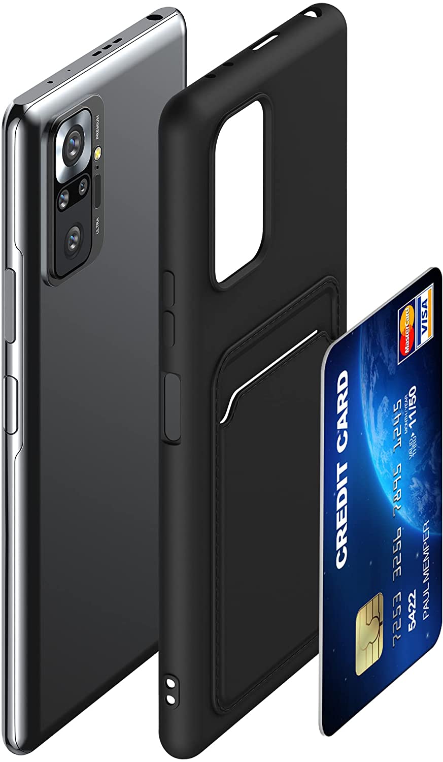 KW Xiaomi Redmi Note 10 Pro Θήκη Σιλικόνης TPU με Υποδοχή για Κάρτα - Black - 56049.47
