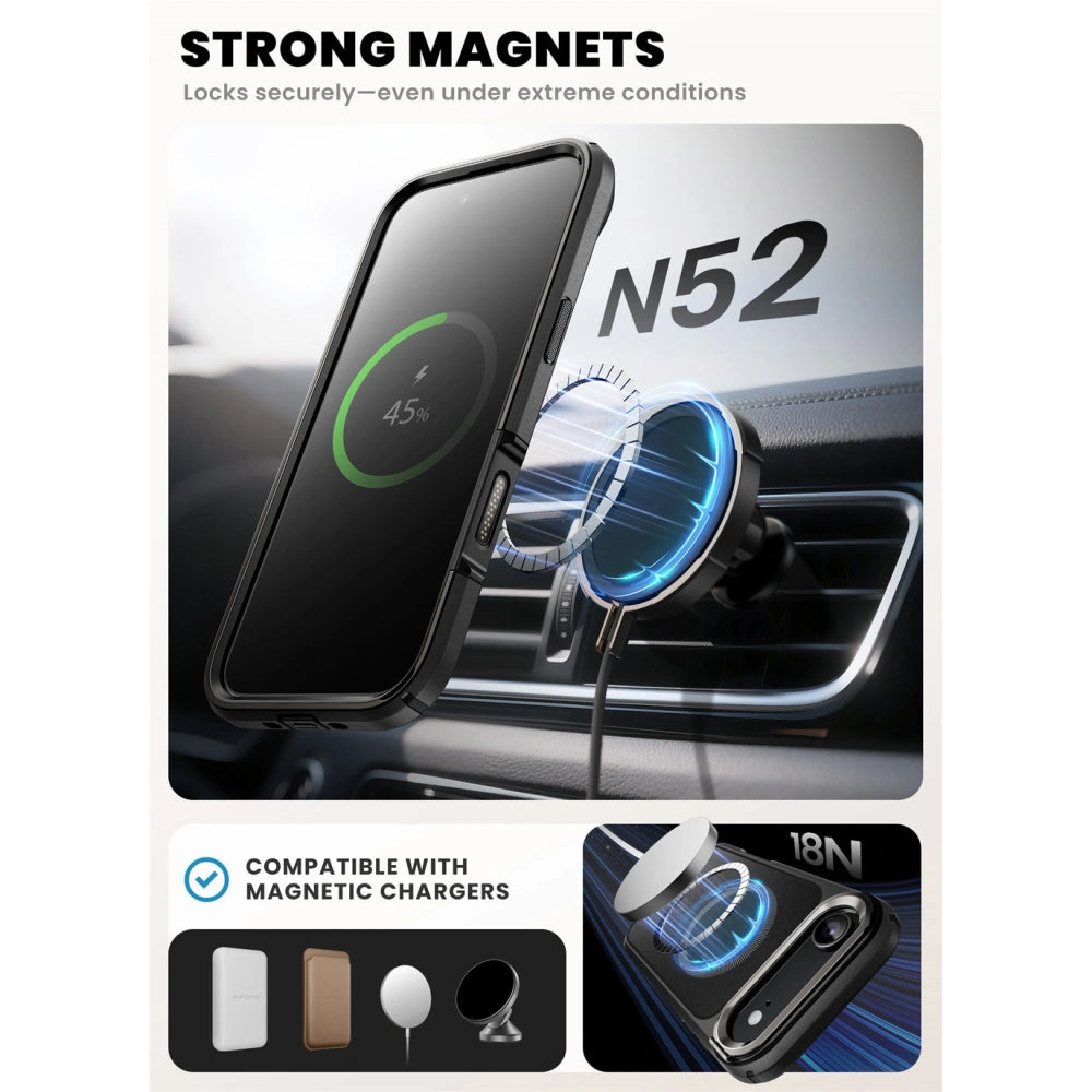 Supcase iPhone Air - IBLSN Ares Flip Mag - MagSafe Σκληρή Θήκη με Πλαίσιο Σιλικόνης και Προστασία Οθόνης και Stand - Black