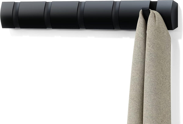 Umbra Flip Επιτοίχια Ξύλινη Κρεμάστρα με 5 Γάντζους - Black