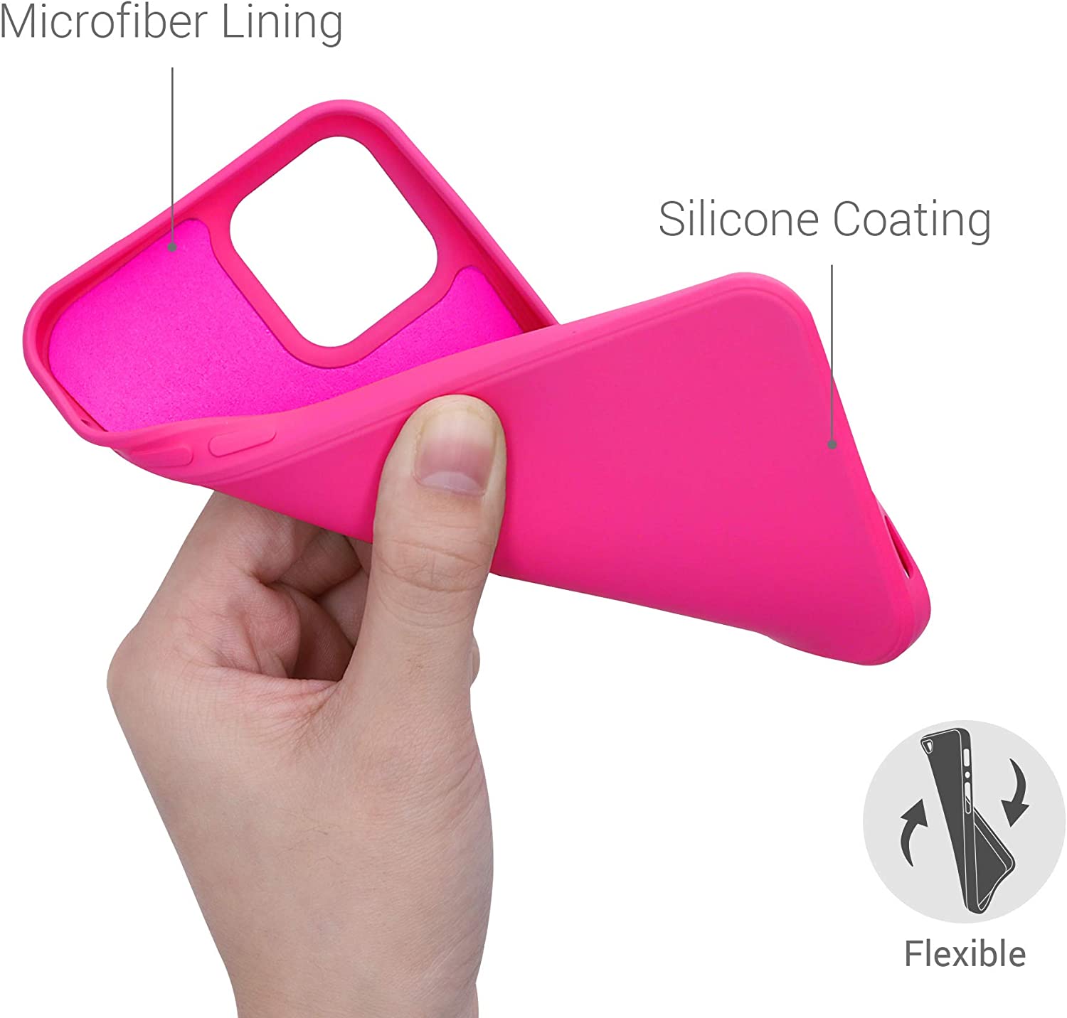 KW iPhone 12 / iPhone 12 Pro Θήκη Σιλικόνης Rubberized TPU - Neon Pink - 53844.77