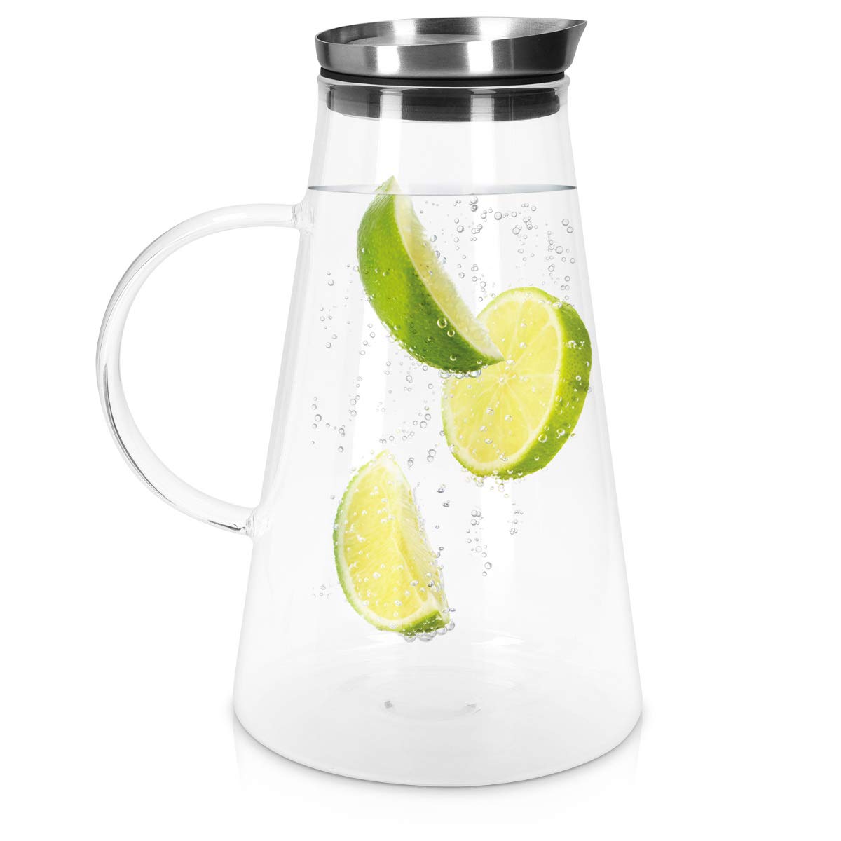 Navaris Glass Water Carafe with Lid Γυάλινη Κανάτα Νερού - 1.6L - Clear - 46894.01