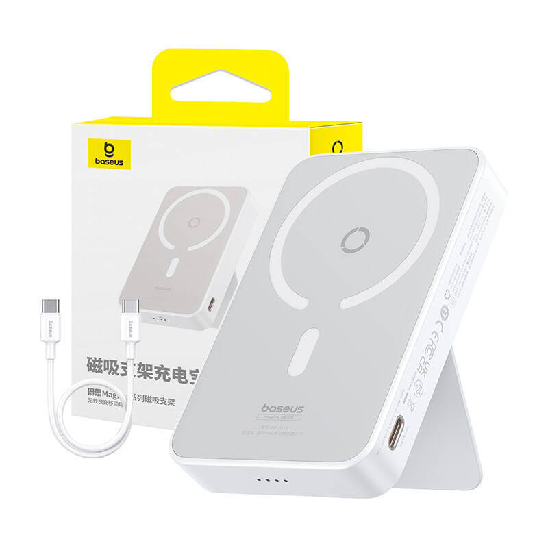 Baseus MagPro Magnetic PPCXZ05 - Ασύρματο MagSafe PowerBank 5000mAh 20W με Καλώδιο Type-C to Type-C - White