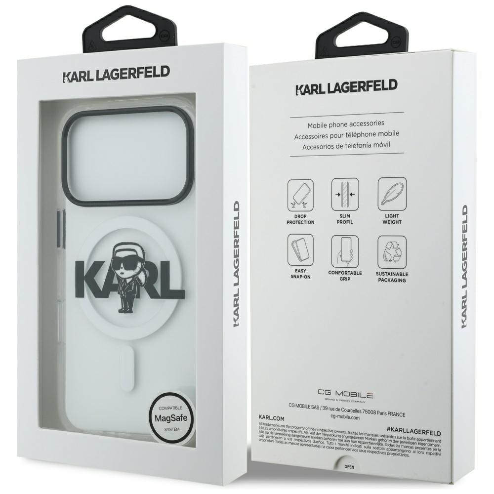 Karl Lagerfeld iPhone 17 Pro - IML Karl Sketch Logo MagSafe - Σκληρή Θήκη με Πλαίσιο Σιλικόνης - Clear - KLHMP17LHGKIGKBT