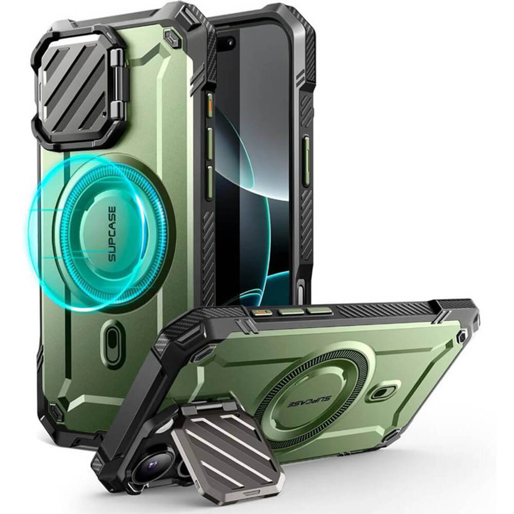 Supcase iPhone 16 Pro - Unicorn Beetle XT MagSafe - Σκληρή Θήκη με Προστασία Κάμερας / Stand - Dark Green