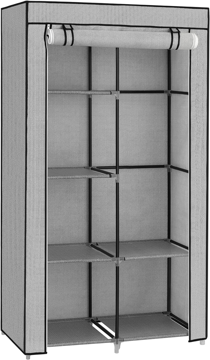 Songmics Υφασμάτινη Ντουλάπα με Ράγα Ρούχων και Ράφια - 88 x 45 x 168 cm - Grey - RYG084G22
