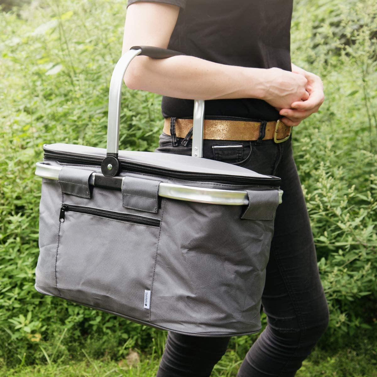 Navaris Πτυσσόμενη Ισοθερμική Τσάντα Πικ-Νικ - Dark Grey - 45859.22