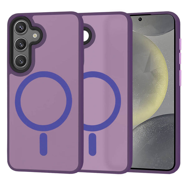 Techsuit Samsung Galaxy S24 - HaloFrost MagSafe - Σκληρή Θήκη με Πλαίσιο Σιλικόνης - Deep Purple - likebrands.gr